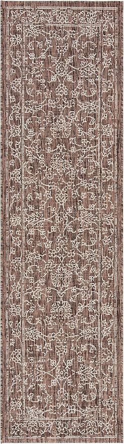 SAFAVIEH Washable Rug Outdoor Courtyard Collection - 2'3" x 10' Runner, Brown & Ivory, Non-Shedding & Easy Cleaning, Ideal for Patio, Entryway, Mudroom, Hallway, Kitchen (CY8680-36321)