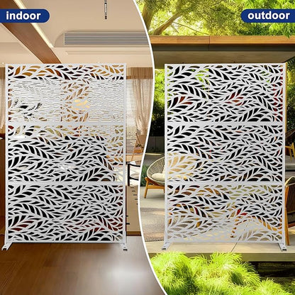 Outdoor Privacy Screen,72" H×47" W Metal Privacy Screen, Freestanding Privacy Fence Panels for Patio