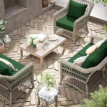 Premium Outdoor Seat Cushion Chair Cushions for Patio Furniture 22 L X 24 W X 4 H Waterproof & Fade Resistant Deep Seat and Backrest Cushion Set with Removable Covers for Chair, Sofa