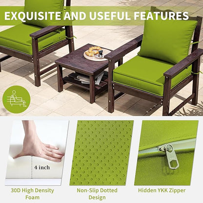 Premium Outdoor Seat Cushion Chair Cushions for Patio Furniture 22 L X 24 W X 4 H Waterproof & Fade Resistant Deep Seat and Backrest Cushion Set with Removable Covers for Chair, Sofa