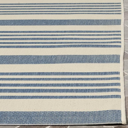SAFAVIEH Washable Rug Outdoor Courtyard Collection - 10' x 14', Beige & Blue, Non-Shedding & Easy Cleaning, Ideal for Patio, Backyard, Mudroom (CY6062-233)