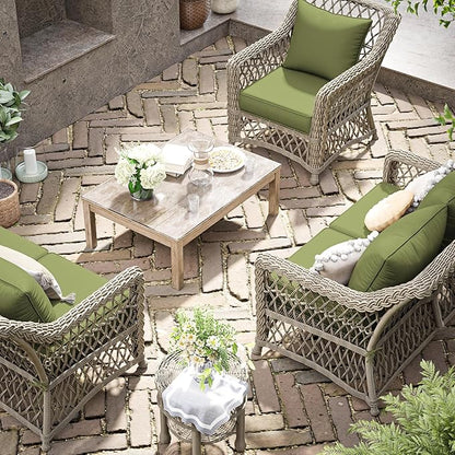 Premium Outdoor Seat Cushion Chair Cushions for Patio Furniture 24 L X 24 W X 5 H Waterproof & Fade Resistant Deep Seat and Backrest Cushion Set with Removable Covers for Chair, Sofa
