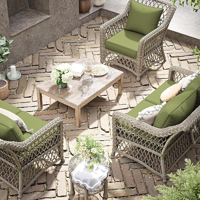 Premium Outdoor Seat Cushion Chair Cushions for Patio Furniture 22 L X 22 W X 4 H Waterproof & Fade Resistant Deep Seat and Backrest Cushion Set with Removable Covers for Chair, Sofa