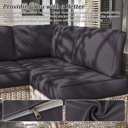 14 Pcs Outdoor Cushion Slipcovers Outdoor Patio Cushion Covers Replacement Waterproof with Zipper for Outdoor Furniture, Patio Sofa Couch 3 Sizes, Covers Only
