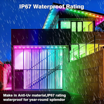 148FT Permanent Smart Outdoor Lights,App Control 54 LEDs IP67 Waterproof, Color Changing Eave Lighting with Remote, Works with Alexa for Christmas, Halloween, Party, Daily Decor