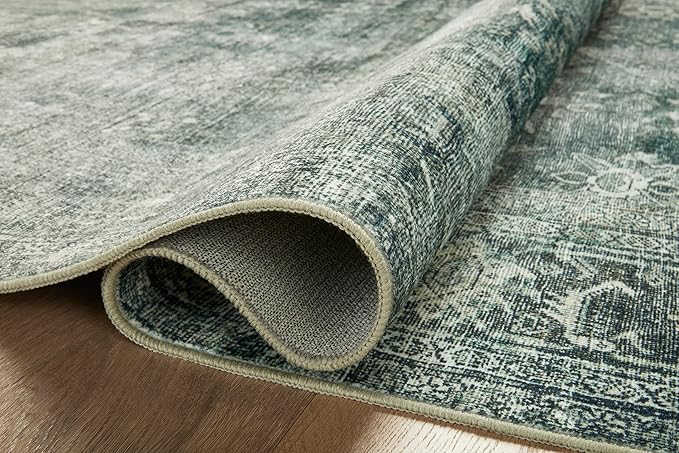 Loloi Magnolia Home by Joanna Gaines Banks Collection BAN-03 Blue/Lagoon 7'-6" x 9'-6", .13" Pile Height, Machine Washable, Area Rug