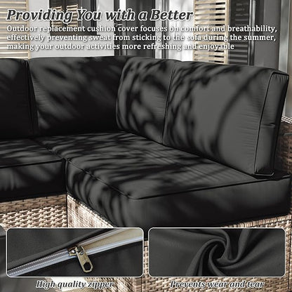 14 Pcs Outdoor Cushion Slipcovers Outdoor Patio Cushion Covers Replacement Waterproof with Zipper for Outdoor Furniture, Patio Sofa Couch 3 Sizes, Covers Only