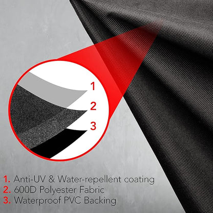 GrillTough Heavy Duty BBQ Grill Cover for Outdoor Grill, 64 Inch – Waterproof, Weather Resistant, UV & Fade Resistant with Adjustable Straps – Gas Grill Cover for Weber, Genesis, Charbroil, etc. Black