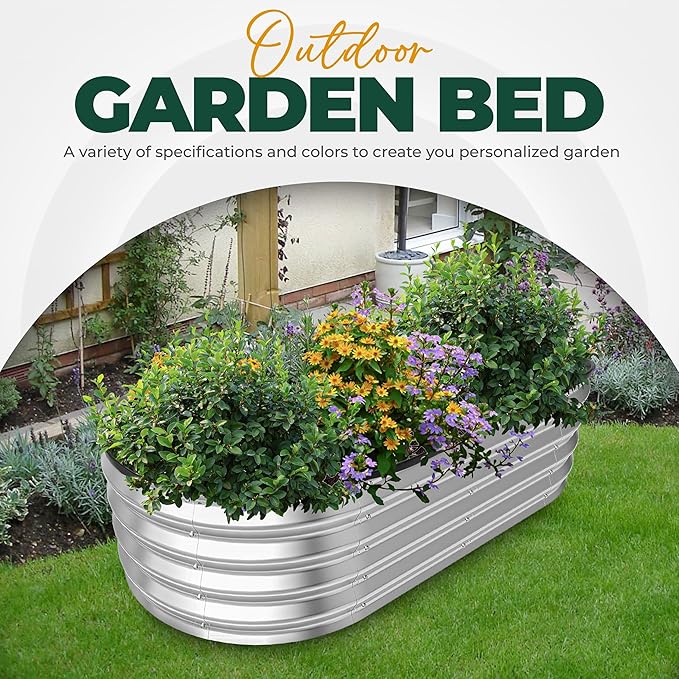 Utopia Home Galvanized Raised Garden Bed, 4 by 2 feet Lightweight Planter Boxes Outdoor with Easy Assembly, Large Garden Bed for Vegetables, Fruits, Flowers, Silver, Pack of 2