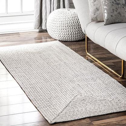 nuLOOM 2' x 6' Solid Hand Braided Indoor/Outdoor Area Rug, Pet-Friendly, High Traffic, Weather Resistant, for Patio, Balcony, Bedroom, Living, Dining Room, Wynn Ivory