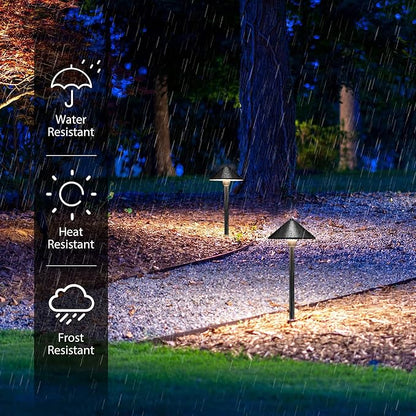 SUNVIE LED Low Voltage Pathway Lights 3W 3000K Pathway Lighting 12-24V Low Voltage Landscape Lights IP65 Waterproof Aluminum Landscape Path Lights for Yard Garden Walkway ETL Listed Cord, 4 Pack