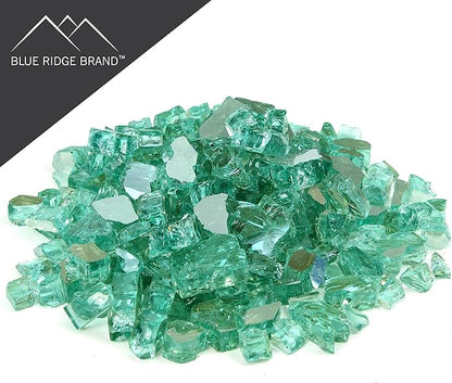 Reflective Fire Pit Glass - Green Fire Glass Rocks for Fire Pit & Fireplace (10 Pound)