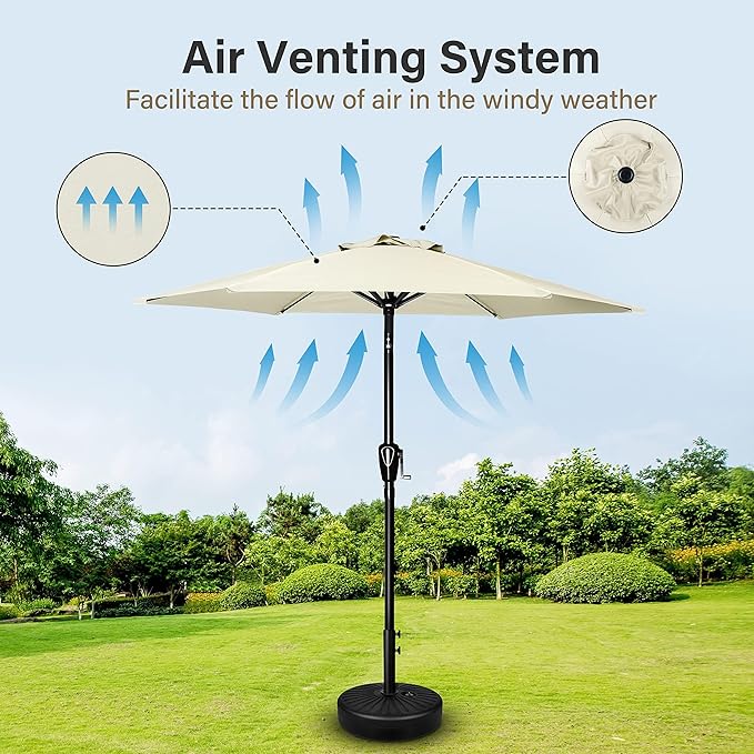 Simple Deluxe 2 Pack 9ft Patio Umbrella Outdoor Table Market Umbrella, 8 Sturdy Ribs for Garden, Deck, Backyard, Pool, Creamy White