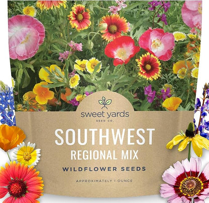 Southwest Regional Mix - Large 1 Ounce Packet - 15,000 Flower Seeds for Planting - Wildflower Mix