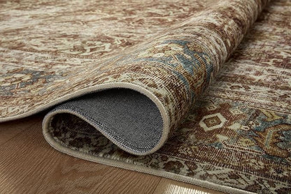 Loloi Magnolia Home by Joanna Gaines Sinclair Collection SIN-01 Rust/Lagoon 5'-0" x 7'-0", .25" Pile Height, Machine Washable, Area Rug