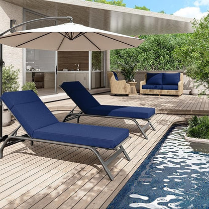 2 Pcs Chaise Lounge Cushions Outdoor, 80" L X 26" W X 4" D Lounge Chair Cushions for Outdoor Furniture, High-Density Foam Patio Chaise Cushion-Waterproof Fade-Resistant ThickPatio lounge chair cushion