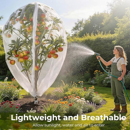15ft x 15ft Fruit Tree Netting Cover with Zipper & Drawstring, Insect Bird Barrier Netting for Garden Protection, Ultra Fine Mesh Garden Netting, Extra Large
