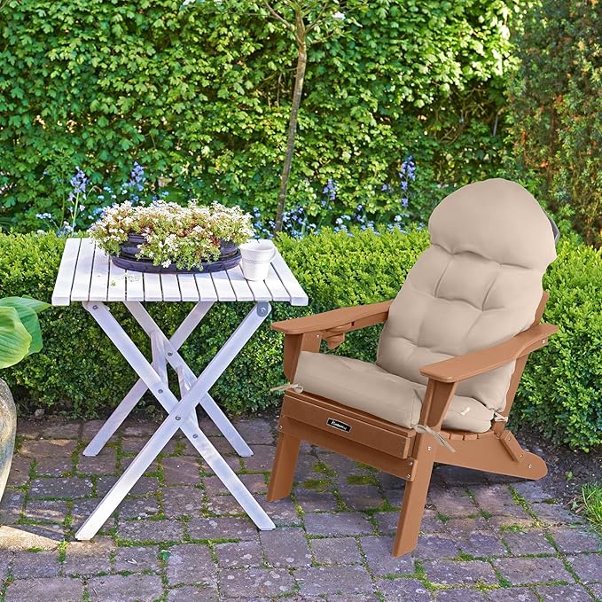 FUNBERRY Adirondack Chair Cushion, Thicken Comfy Cushions for Rocker Non Slip Fade Shield Waterproof High Back with Ties