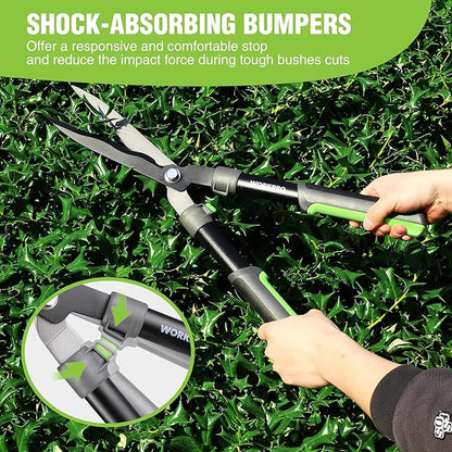 WORKPRO Garden Hedge Shears, 23" Manual Hedge Clippers, Professional Bush Cutter, Gardening Pruners Scissors, Hedge Trimmers, Shears Gardening Tools for Pruning Borders & Shrubs