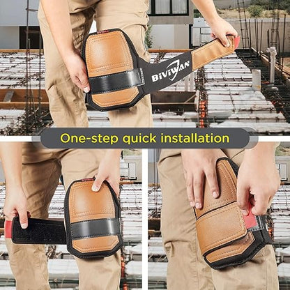 Leather Knee Pads, One Strap Non-slip Knee Pads, Machine Washable, Durable,Large Size