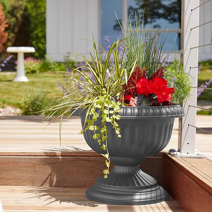 Bloem Grecian Urn Planter 18" Charcoal Gray