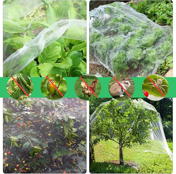 Garden Netting Plant Covers 10x100 Ft Net Ultra Fine Mesh Protection Netting for Vegetable Plants Fruits Flowers Crops Greenhouse Row Cover Raised Bed Barrier Mosquito Net Screen Protection Net Cover