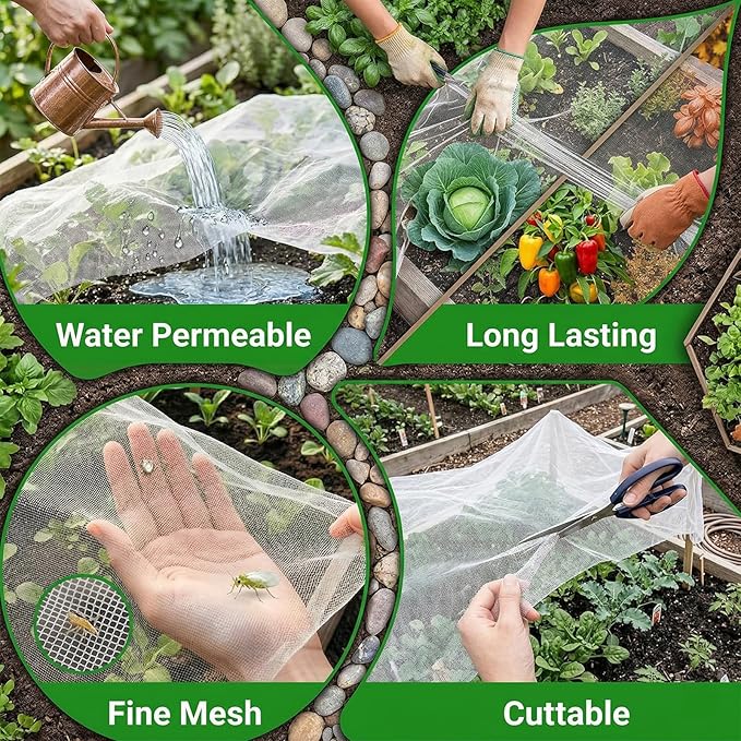 10FT x 33FT Garden Netting Ultra Fine Mesh Netting Plant Cover Bird Netting for Garden Row Cover for Raised Beds/Greenhouse Vegetables Fruits Flowers Trees