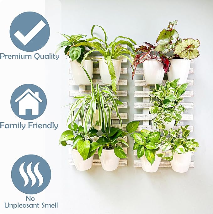 ShopLaLa Wooden Wall Hanging Planter - 2 Pack Wall Plants Holder for Flower Pot Indoor Outdoor Large Rustic White Wood Vertical Herb Garden System Boho Countryside Theme Decor 47.2" (120cm)