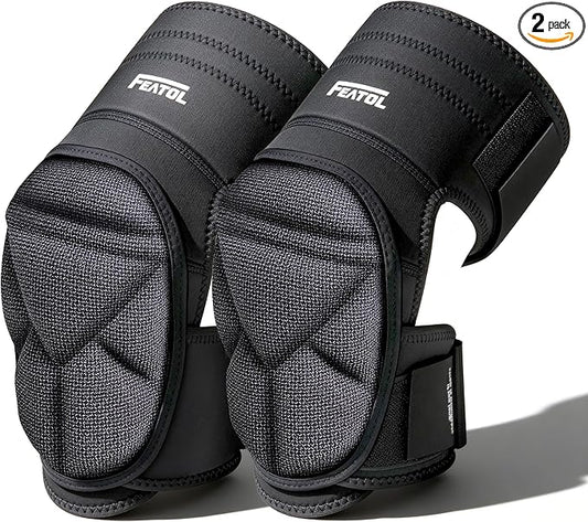 FEATOL Gardening Knee Pads for Women Men, Soft Foam Cushioning & Wear-Resistant Kneepads, Non-Slip Floor-Safe Protection for Flooring, Cleaning, Work