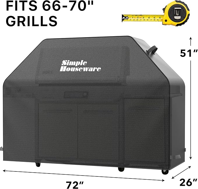 Simple Houseware 72 in. Heavy-Duty BBQ Gas Grill Cover, 600D Polyester Waterproof, Weather-Resistant