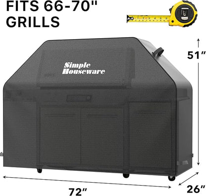 Simple Houseware 72 in. Heavy-Duty BBQ Gas Grill Cover, 600D Polyester Waterproof, Weather-Resistant