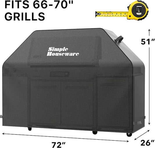 Simple Houseware 72 in. Heavy-Duty BBQ Gas Grill Cover, 600D Polyester Waterproof, Weather-Resistant