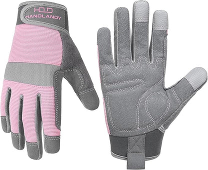 HANDLANDY Women Safety Work Gloves Utility Touch Screen Working Grip Glove for Yardwork Gardening Breathable Mechanic Gloves
