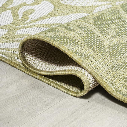 JONATHAN Y Floral Textured Weave Indoor Outdoor Runner Rug 2X8 Green/Cream, Zinnia Modern for Backyard, Patio, Porch, Easy-Cleaning, High Traffic, Pet-Friendly, Non-Shedding (SMB110H-28)