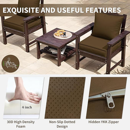Premium Outdoor Seat Cushion Chair Cushions for Patio Furniture 19 L X 19 W X 4 H Waterproof & Fade Resistant Deep Seat and Backrest Cushion Set with Removable Covers for Chair, Sofa