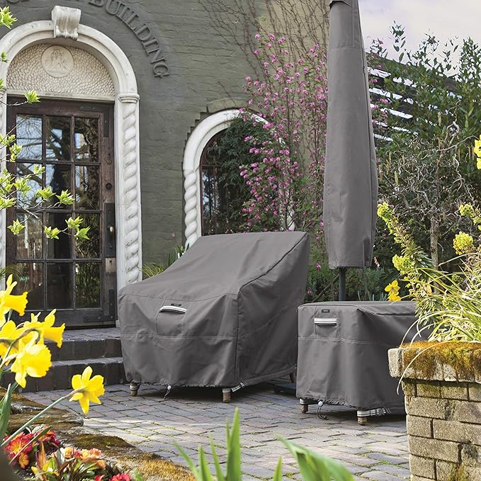 Classic Accessories Ravenna Water-Resistant 34 Inch Square Air Conditioner Cover, Patio Furniture Covers
