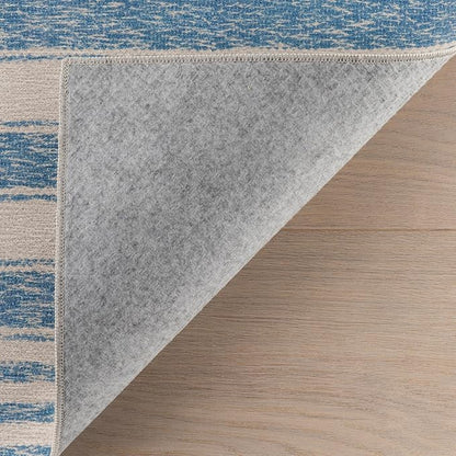 Dash & Albert Vion Blue Machine Washable Rug, 7.5 X 9.5 Feet, Blue/Grey Stripe Pattern