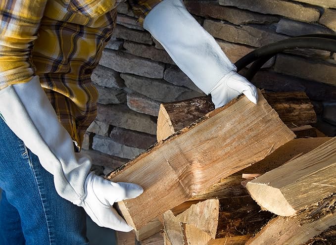 Leather Gardening Gloves By Fir Tree. Premium Goatskin Gloves with Cowhide Suede Gauntlet Sleeves. Perfect Rose Garden Gloves. (XS-6, Grey). ALL GLOVES ARE 1 PACKS ONLY.