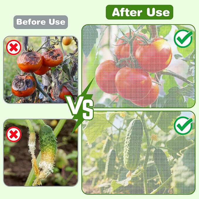 3 Pack Garden Bird Netting Plant Cover for Square Tomato Cages Protection, 59"x18" Insect Bird Barrier Garden Plant Netting Tomato Trellis Protective Cover with Zipper & Drawstring