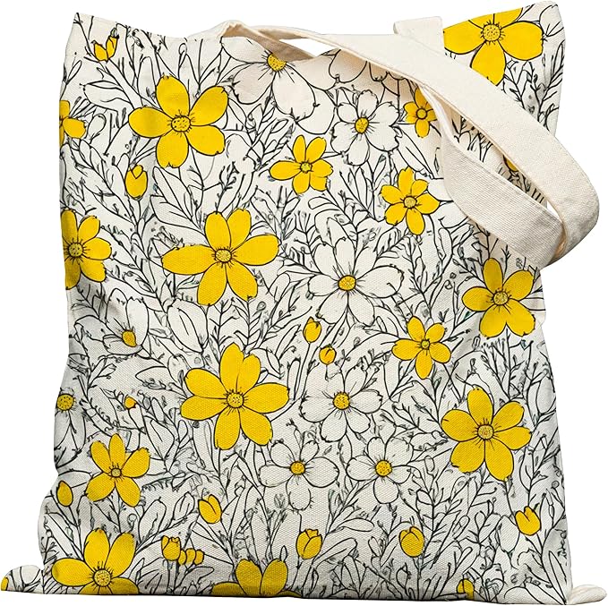 Double-Sided Canvas Tote Bag for Women with Magnetic Snap, Wide Strap & Inner Pocket for Work, Shopping, Travel