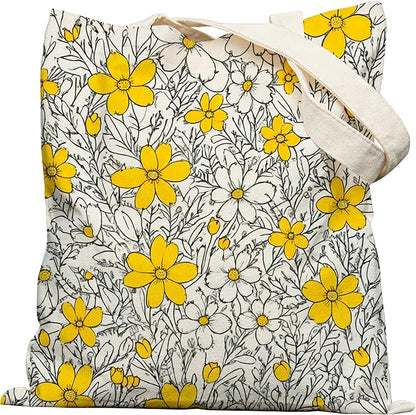 Double-Sided Canvas Tote Bag for Women with Magnetic Snap, Wide Strap & Inner Pocket for Work, Shopping, Travel