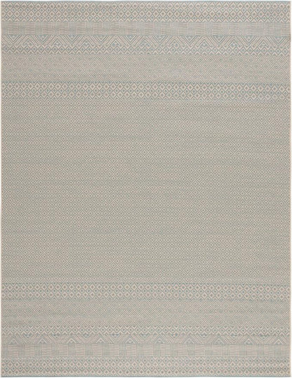 SAFAVIEH Washable Rug Outdoor Courtyard Collection - 9' x 12', Beige & Aqua Blue, Non-Shedding & Easy Cleaning, Ideal for Patio, Backyard, Mudroom (CY6235-21312)