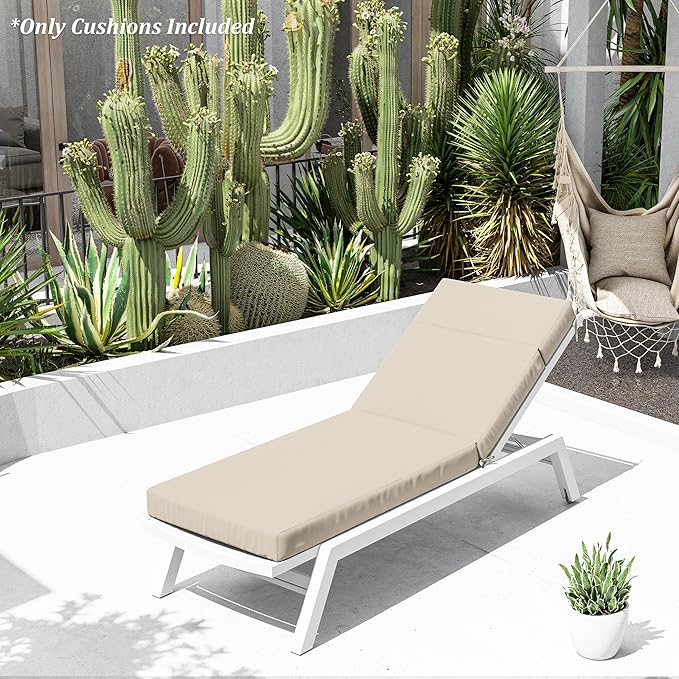 Chaise Lounge Cushion for Outdoor Furniture, Waterproof Fade and Tear Resistant Lounge Deck Chair Cushions for Patio Lawn Pool Resort Hotel