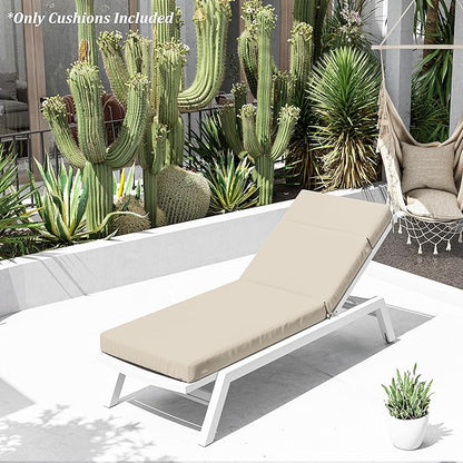 Chaise Lounge Cushion for Outdoor Furniture, Waterproof Fade and Tear Resistant Lounge Deck Chair Cushions for Patio Lawn Pool Resort Hotel