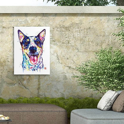 Outdoor Canvas Art - Lisa Whitehouse 'Australian Cattle Dog' Wall Art for Outdoor Spaces, Patios, or Gardens by Trademark Fine Art