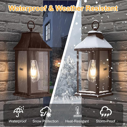 Dusk to Dawn Outdoor Wall Lights, Oil Rubbed Bronze Outdoor Light Fixtures, 15" Exterior Wall Sconce Lights, Waterproof Outside Lantern Lamp for Porch, Front Door, Garage