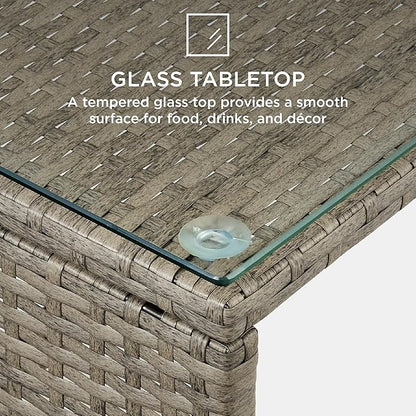 Best Choice Products 4-Piece Outdoor Wicker Patio Conversation Furniture Set for Backyard w/Coffee Table, Seat Cushions - Taupe/Cement Gray