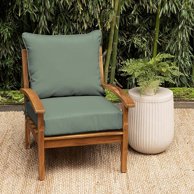 Arden earthFIBER Outdoor Deep Seat Cushion Set (2-Pack), 24 in x 24 in, Weather-Proof, Rain-Proof, Fade Resistant Patio Cushion for Chair, Sofa, and Couch Sage Green Texture