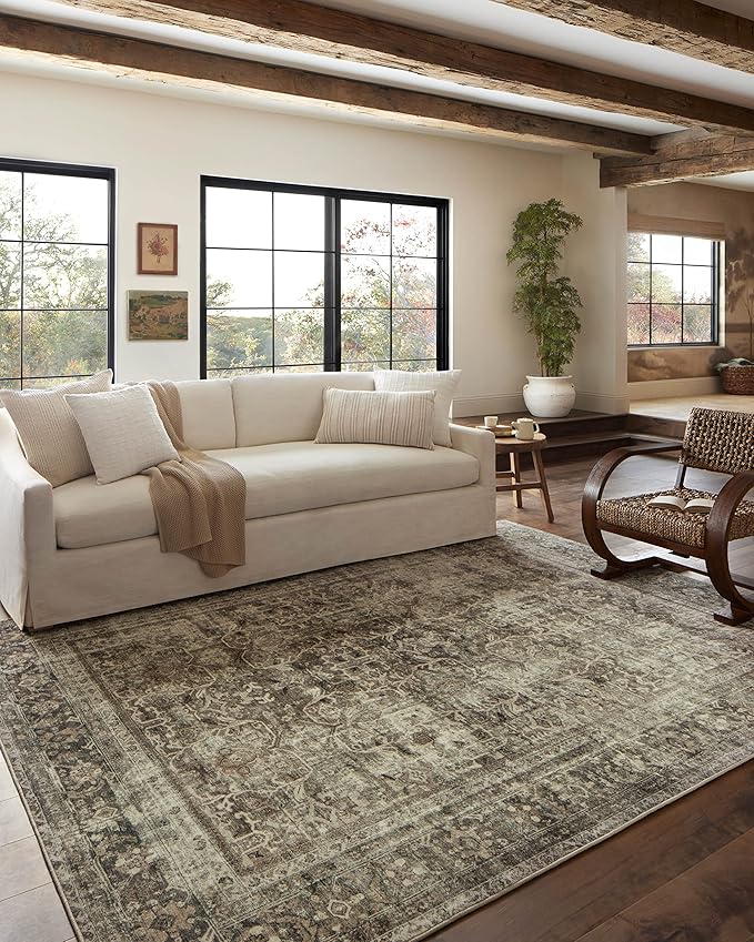 Loloi Magnolia Home by Joanna Gaines Sinclair Collection SIN-01 Pebble/Taupe 2'-3" x 9'-6", .25" Pile Height, Machine Washable, Runner Rug