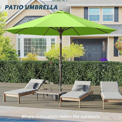 PatioKingdom 10FT Patio Umbrella with Push Button Tilt and Crank, Outdoor Market Umbrella with 8 Fiberglass Ribs, UV Protection Table Umbrella for Pool,Backyard,Garden,Deck(Apple Green, 10FT)